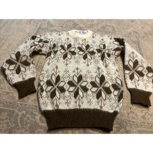 Vintage Icelandic GE-KA Mens Wool‎ Sweater Size Medium England Ivory Brown